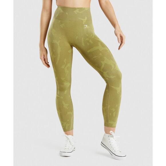 Gymshark Adapt Yellow & Green Camo Seamless Leggings Size XS‎ - Picture 1 of 10